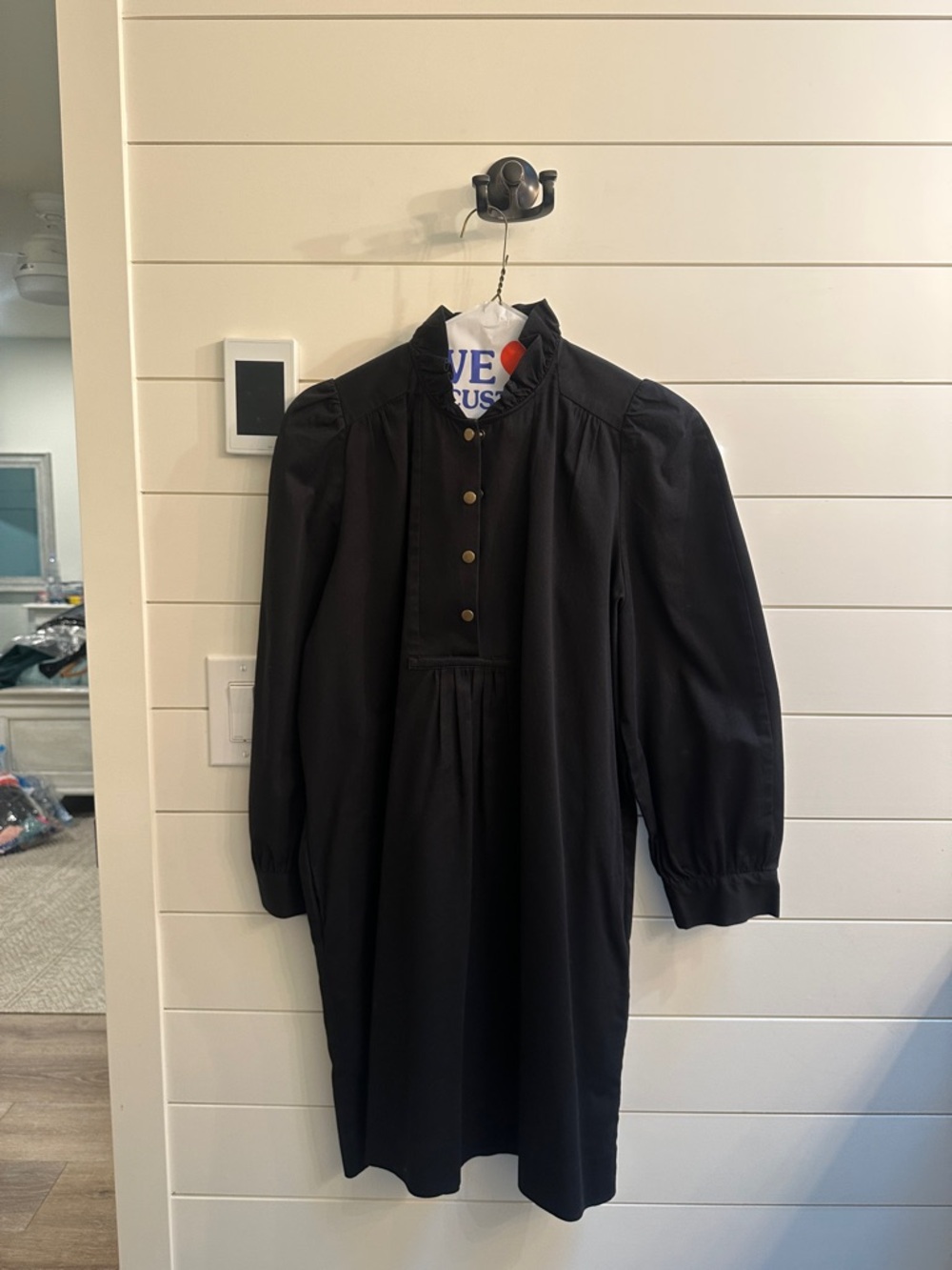 Pomander Place Black Dress with Gold-Tone Accent